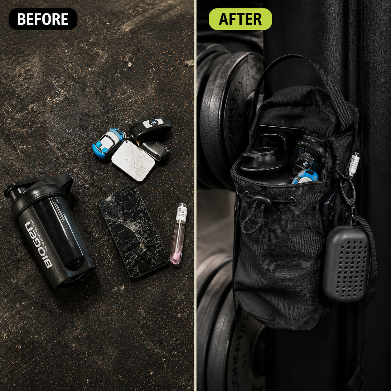 Magnetic Bottle Holder - Your Bottle, Phone, and Keys, Always Within Reach + FREE TOWEL